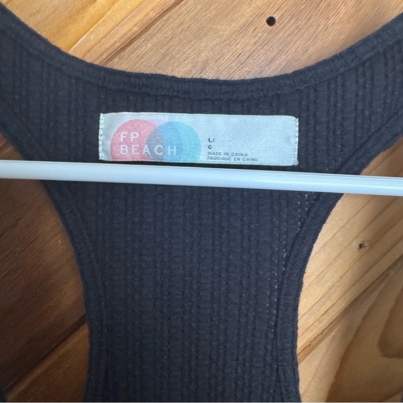 Free People Beach Black Sleeveless Ribbed Dress Size Large - Picture 2 of 4